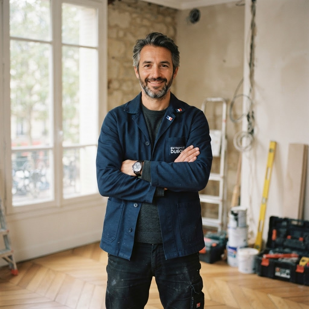 L'artisan de DURAND BÂTIMENT sur un chantier