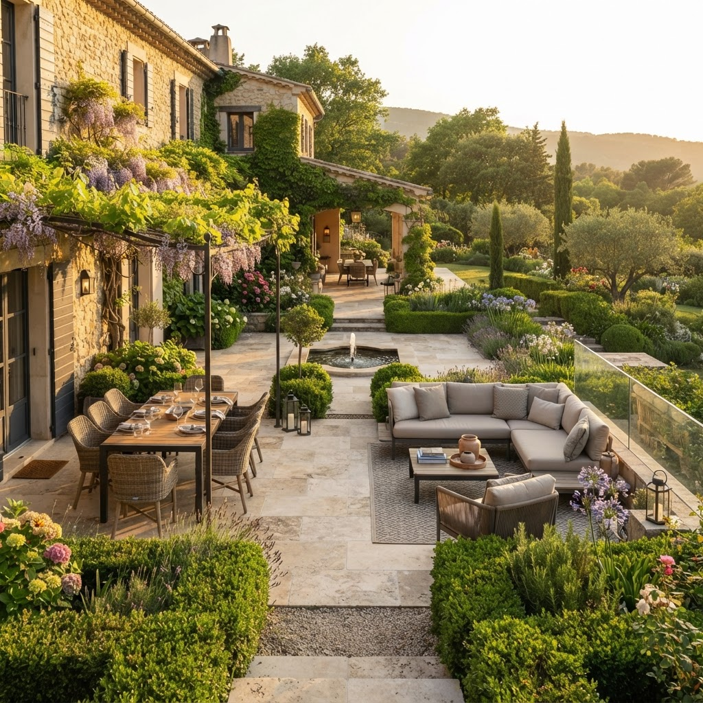 Aménagement extérieur — Terrasses, allées et espaces extérieurs pensés pour durer et valoriser votre lieu.